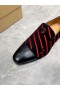 Christian Louboutin Männer Schuhe Stripe Logo-Stickerei Samt Schwarz Rot