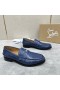 Christian Louboutin Penny Loafers Embossed Calf Leather Blue