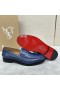 Christian Louboutin Penny Loafers Embossed Calf Leather Blue
