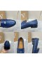 Christian Louboutin Penny Loafers Embossed Calf Leather Blue