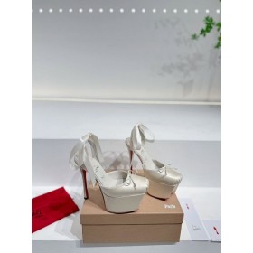 Christian Louboutin Cassia Lace Up Alta-Plattform 160 mm Riemchen-Pumps Crepe Satin White