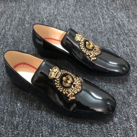 Christian Louboutin-Wappen Auf Dem NiL Faulenzer Patent Leder Schwarz