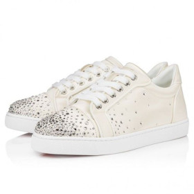 Christian Louboutin Degravieira Strass Turnschuhe Krepp-Satin Und Strass Weiß CL-Schuhe