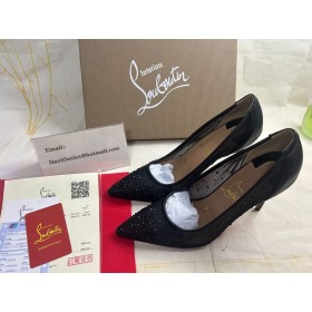 Christian Louboutin Follies Strass Pumpen Mesh und Nappaleder in Schwarz