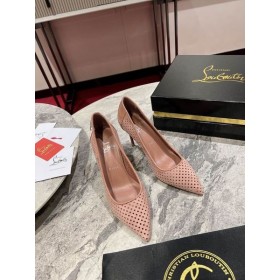 Christian Louboutin Kate Perforierte Spitze Zehe Leder-85MM Pumps CL-Schuhe