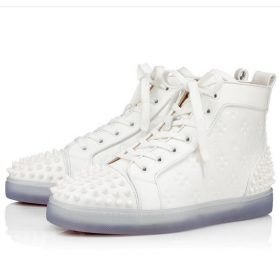 Christian Louboutin Lou Spikes 2 Sneaker High-Top-Geprägte Kalbsleder White CL Schuhe Store