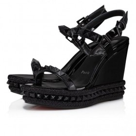 Christian Louboutin Pyraclou 110 Mm Espadrilles Patent Leder Schwarz Christian Louboutin Schuhe