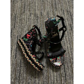 Christian Louboutin Pyraclou 110mm Keil Sandalen Sternenlicht Von Nacht Patent Kalbsleder Multicolor