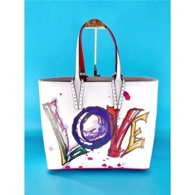 Christian Louboutin Bianco-Multi/White Calf Tote Bag