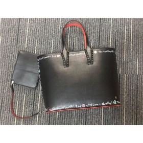 Christian Louboutin Cabata Black/Black Graffiti Kalb Tote Bag