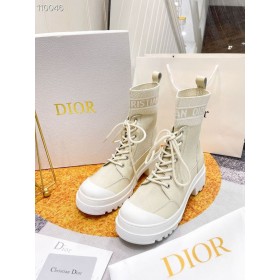 Dior D-Dur-Ankle Boot-Stoff Kalbsleder Beige