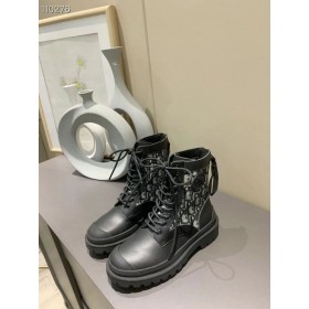 Dior Explorer Ankle Boot Oblique-Stoff Kalb Leder Schwarz