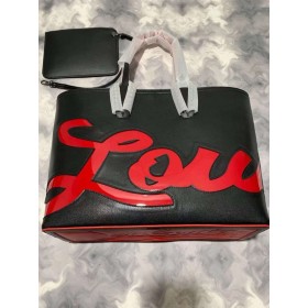 Christian Louboutin Cabata Tote Bag Logo-Motiv-Kalb-Leder-Schwarz-Rot