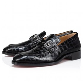 Christian Louboutin Chambelimoc Faulenzer Alligator-Embossed Calf Leather Black