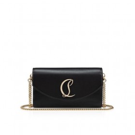 Christian Louboutin Loubi54 Brieftasche Auf Kette Kalb Leder Schwarz