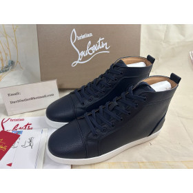 Christian Louboutin Louis High-Top-Sneakers Aus Genarbtem Kalb-Leder-Marine Christian Louboutin Schuhe