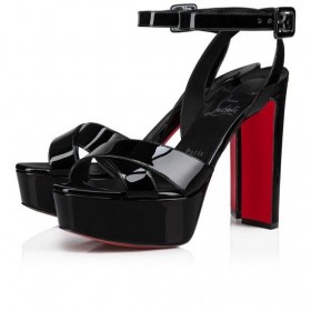 Christian Louboutin Supramariza 130 Mm Riemchen-Sandalen Patent Calf Leather Black