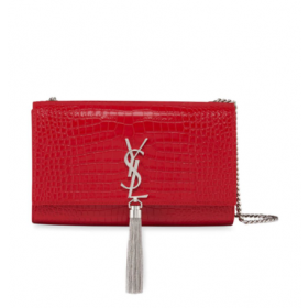 Saint Laurent Medium Kate Tasche Quaste Rot Croc-Geprägtem Leder Von Saint Laurent Taschen