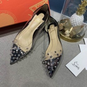 Christian Louboutin Collaclou Spike Klare, Flache Verziert Pvc und Lackleder Schwarz