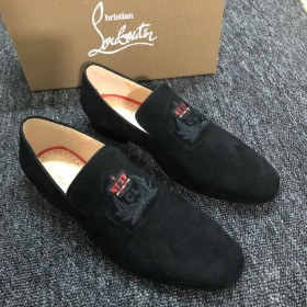 Christian Louboutin-Wappen Auf Dem NiL Loafer Veau Velours Schwarz CL-Schuhe