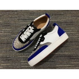 Christian Louboutin Happyrui Sneakers Veau Velours und Leder, Weiß, Blau