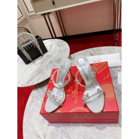Christian Louboutin Nur Queen 100 mm Maultiere Glitter Silber Christian Louboutin Schuhe