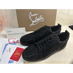Christian Louboutin Louis Junior Sneakers Samt-Quagga-Black eplicChristian Louboutin Schuhe