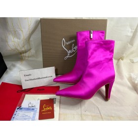 Christian Louboutin Vibella Ankle Boots 85mm Satin Holly Pink