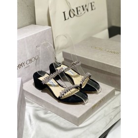 Jimmy Choo 45mm Kristall Sandalen Schwarz