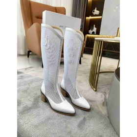 Jimmy Choo Knie Boot 50mm JC-Emblem Mesh WeiÃ