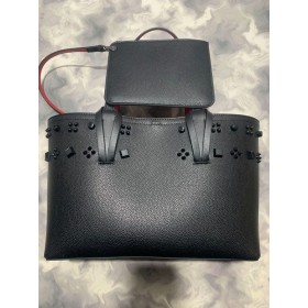 Christian Louboutin Cabata Empire Schwarz Spike Nieten Leder Tote Tasche Schwarz Christian Louboutin Taschen