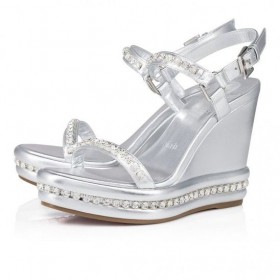 Christian Louboutin Pyrastrass 110mm Espadrilles Schillernden Nappa-Leder Und Strass-Silber
