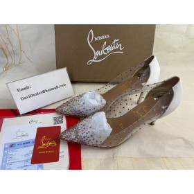 Christian Louboutin Degrastrass PVC Pumpen Kristalle und Nappa-Leder Weiß