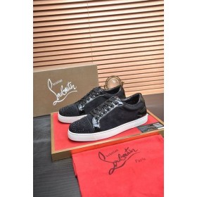 Christian Louboutin Louis Junior Kristall Verschönert Turnschuhe Wildleder Schwarz