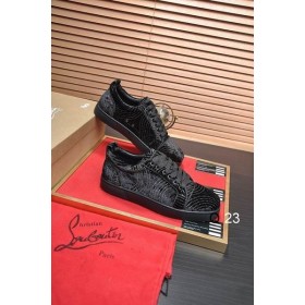Christian Louboutin Louis Junior Orlato Turnschuhe Velvet River Kristalle Schwarz