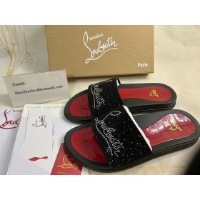 Christian Louboutin Herren-Folie-Sandalen Mit Strass-Verzierung-Gummi-Schwarz