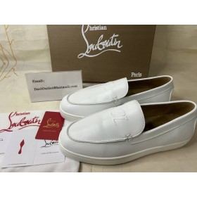 Christian Louboutin Varsiboat Boot-Schuhe-Rindsleder Weiß CL-Schuhe