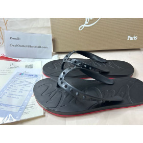 Christian Louboutin Loubi Flip Donna Flach Schwarz Gummi
