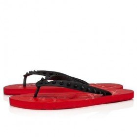 Christian Louboutin Rot/Schwarz/loubi Gummi-Flip-Flop