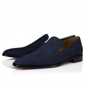 Christian Louboutin Danny Flex Loafers Reversed Nubuck Leather Zaffiro