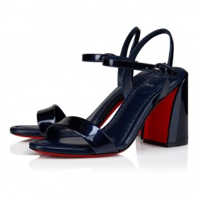 Christian Louboutin Miss Jane Sandal 85 Mm Sandals Pearlescent Patent Calf Leather Zaffiro