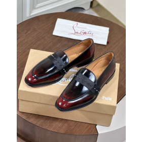 Christian Louboutin Nit Night Loafers Patent Calf Leather Black Brown