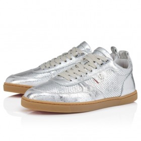 Christian Louboutin Tutti Rui Men Sneakers Laminated Calf Leather Silver