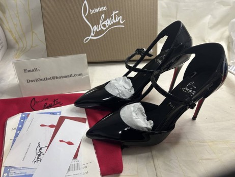 Christian Louboutin Miss Z Strap 100 Mm Pumps Patent Calf Leather Black