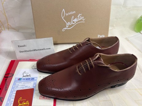Christian Louboutin Corteobello Oxfords Πατίνα Δέρμα Μοσχαριού Καφέ Havane