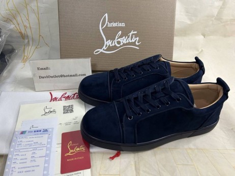 Christian Louboutin Διασκέδαση Louis Junior Χαμηλός-τοπ Πάνινα παπούτσια Veau Velours Ναυτικό Μπλε
