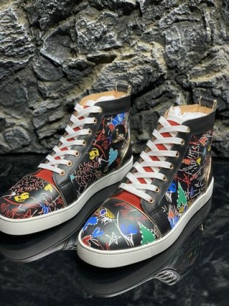 Christian Louboutin Louis Orlato Υψηλός-Τοπ Πάνινα Παπούτσια Μοτίβο Δέρμα Μοσχαριού Πολύχρωμος