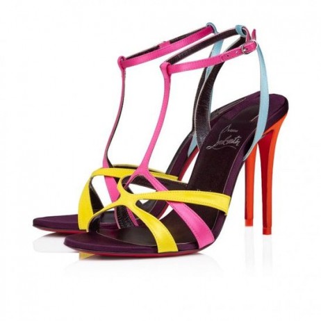 Christian Louboutin Tangueva 100 Mm Σανδάλια Strappy Κρεπ Σατέν Πολύχρωμη