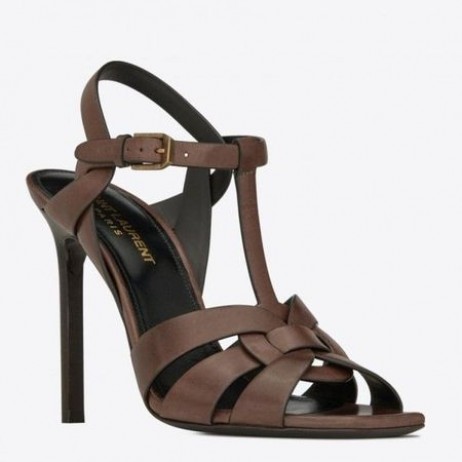 Saint Laurent Αφιέρωμα Ψηλοτάκουνα Σανδάλια Chocolate Δέρμα Μοσχαριού Saint Laurent Παπούτσια