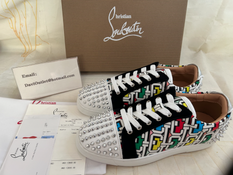 Christian Louboutin Seavaste 2 Επίπεδων Γυναικών Πάνινα παπούτσια Cl Λογότυπο Μόσχος και Καστόρι Πολύχρωμος